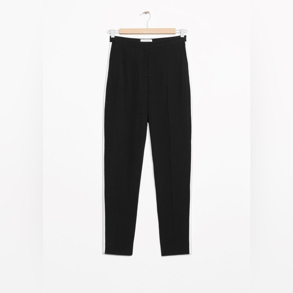 & OTHER STORIES Grosgrain Side Panel Trousers In Black - Picture 3 of 7